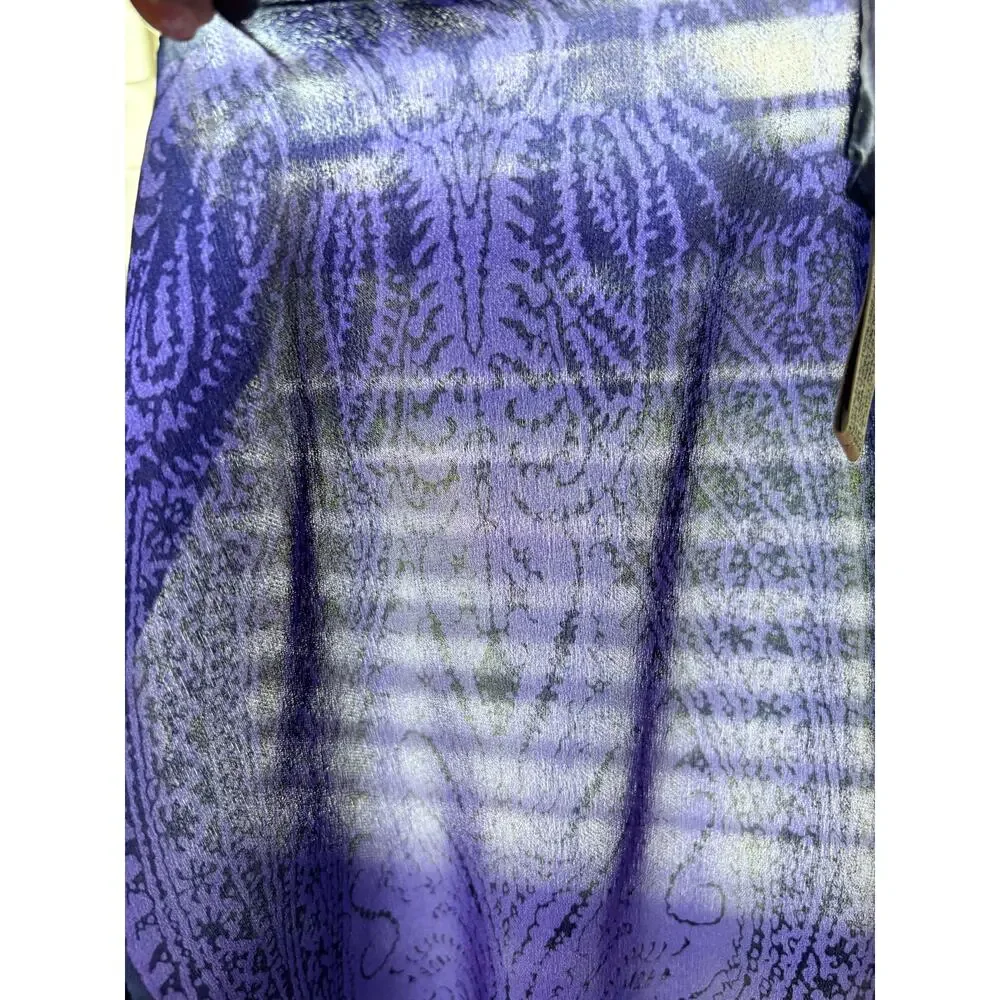 Elaine Gold For Collection XIIX Silk Scarf Rectangle Paisley Purple Vintage